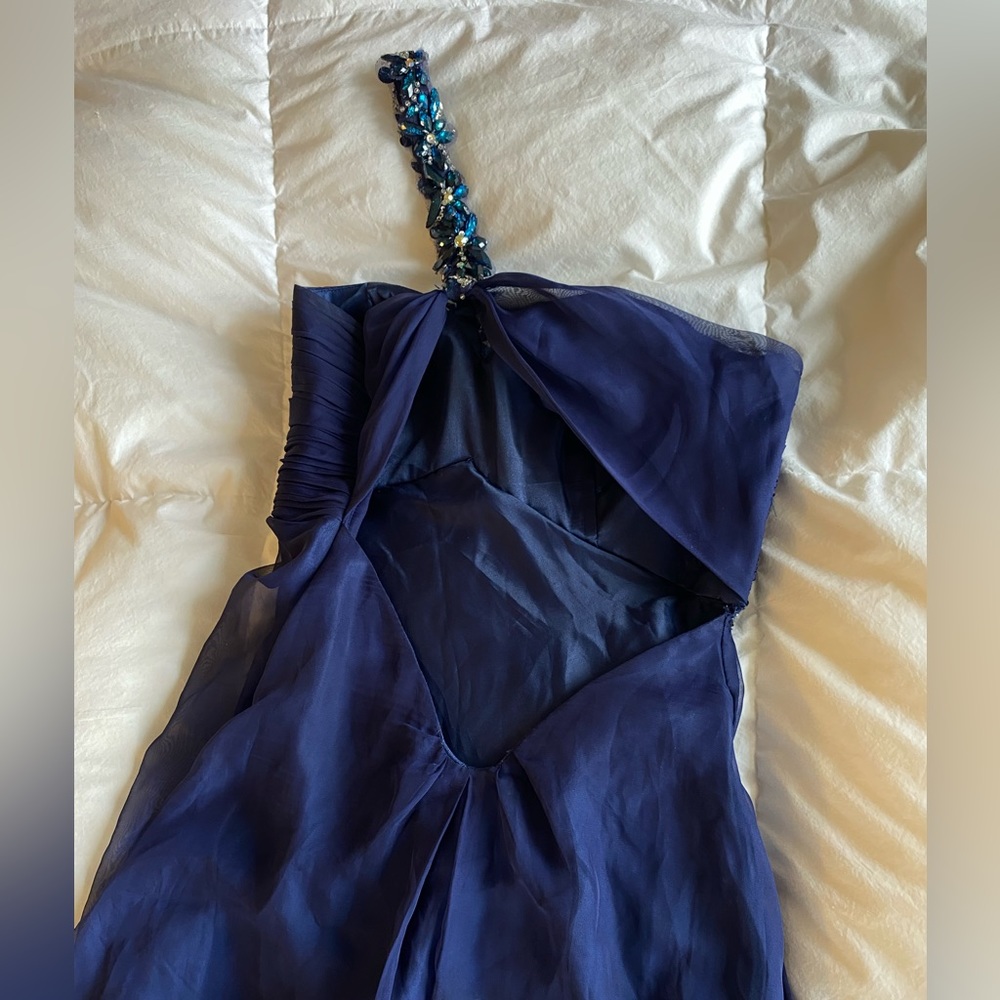Open Back Navy Prom Dress
